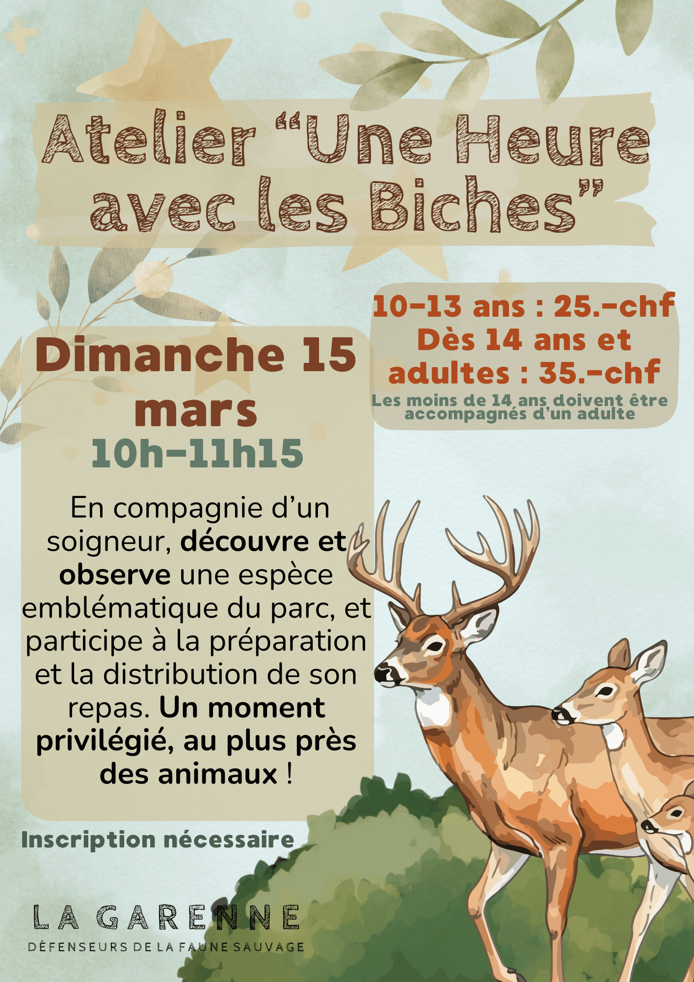 Atelier « Une heure avec les biches »